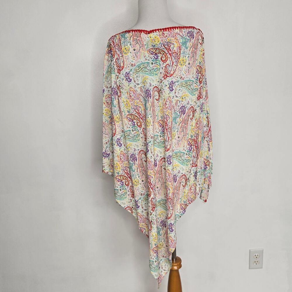 NWT Etro Poncho White Paisley Luxury European Vacation Summer Italy Women OS - Picture 5 of 14